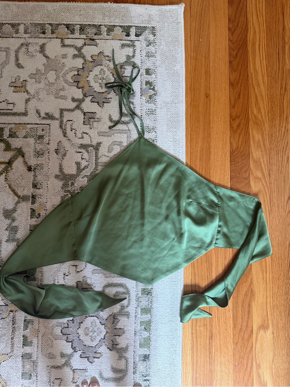 Abercrombie & Fitch Olive Green Satin Bandeau Halter Top
